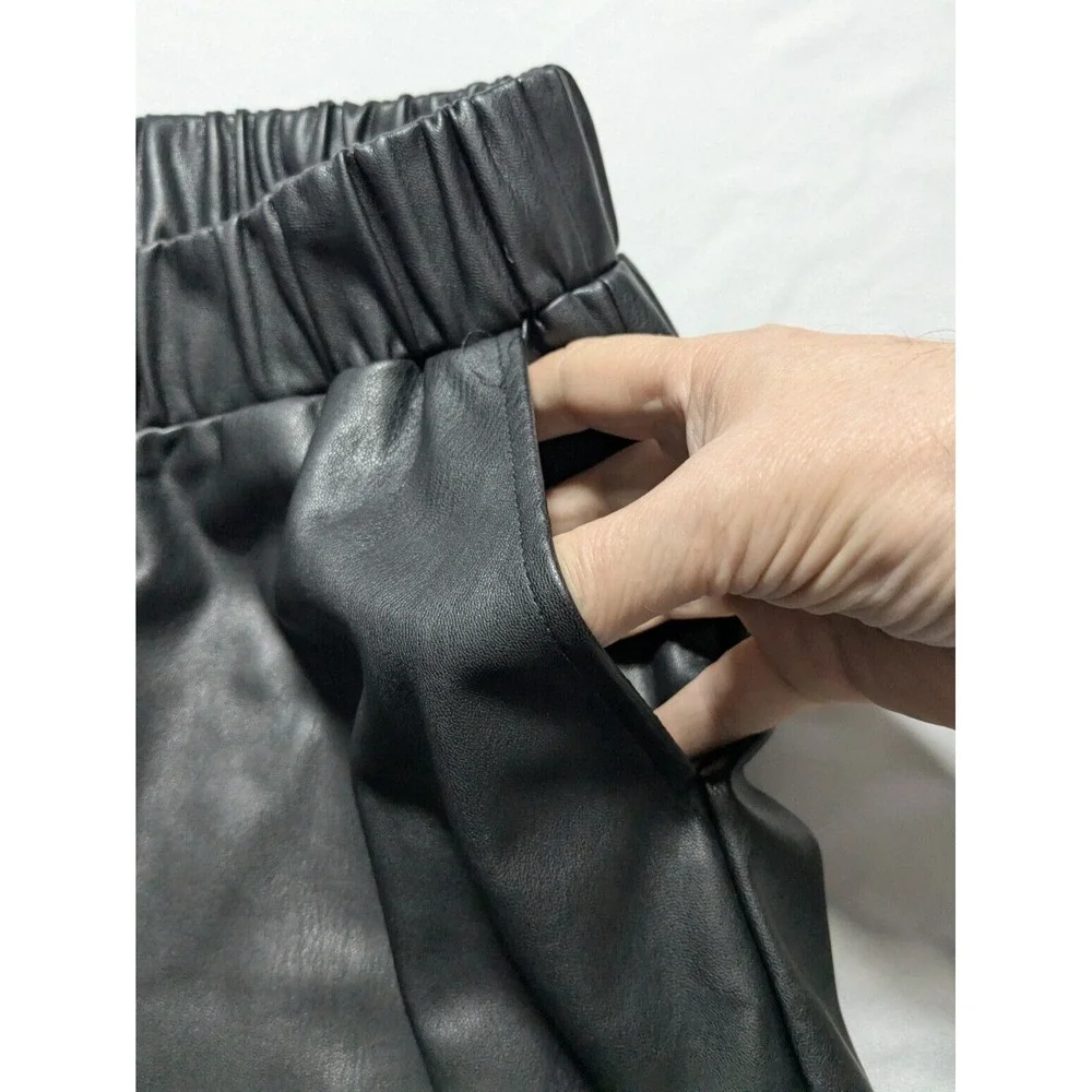LISADNYC x THE DROP Women Large Black Vegan Leather Pull-On‎ Pants EUC